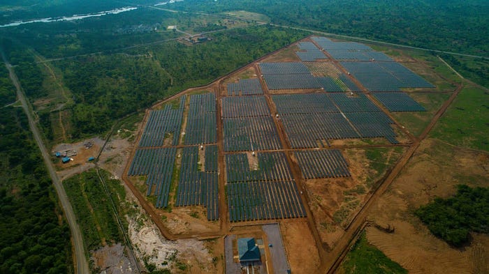 Aerial shot of a solar plant in Ghana.